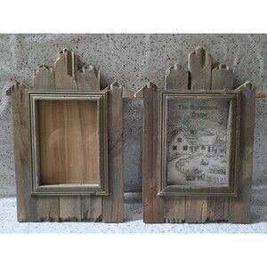 2x Barnyard Reclaimed Rustic Wood Photo Frame Primitive Set 7"x6" Farmhouse Pic